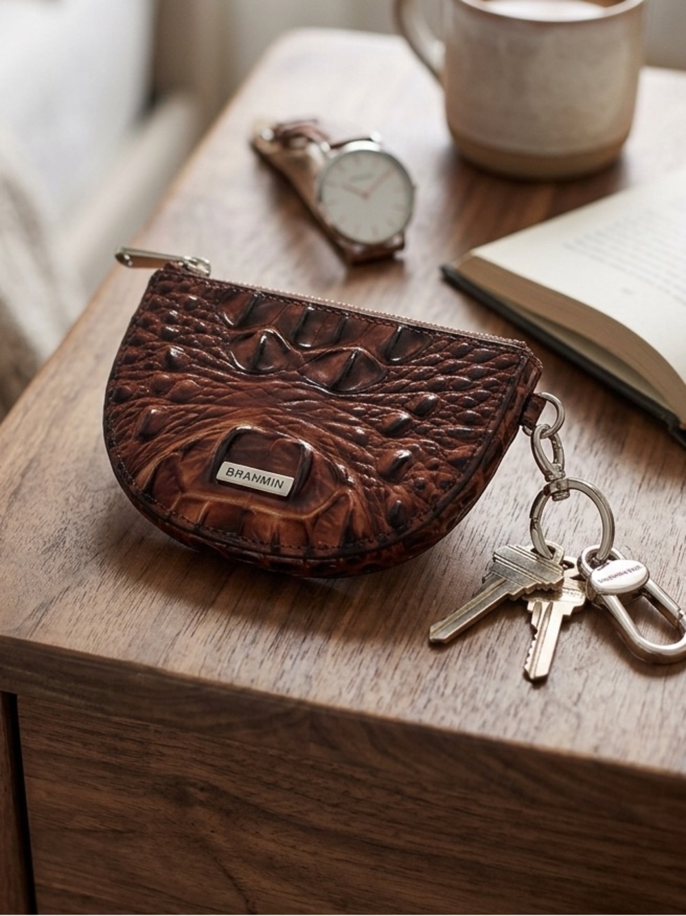 Brahmin Britt Wallet Coin Purse - Pecan Melbourne Croc Leather - NWOT